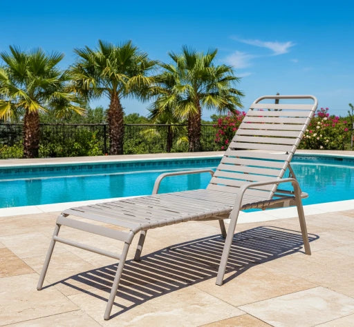 R165 16-inch Strap Chaise Lounge with Arms