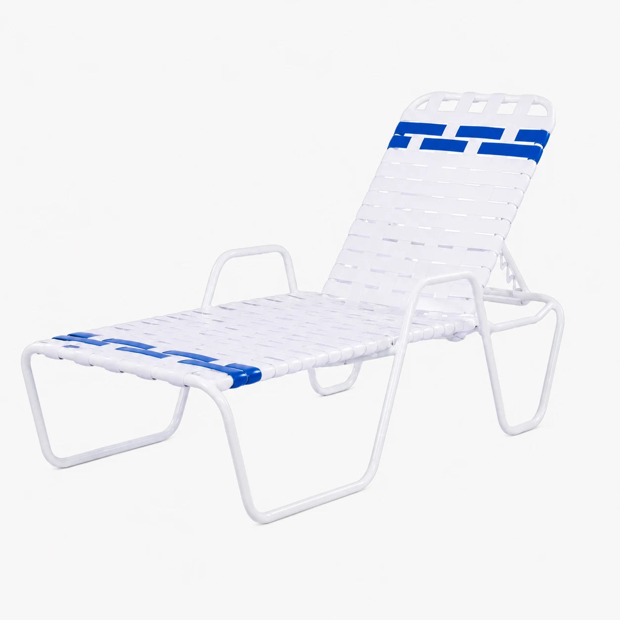 C145B 14-inch Basketweave Strap Chaise Lounge with Arms
