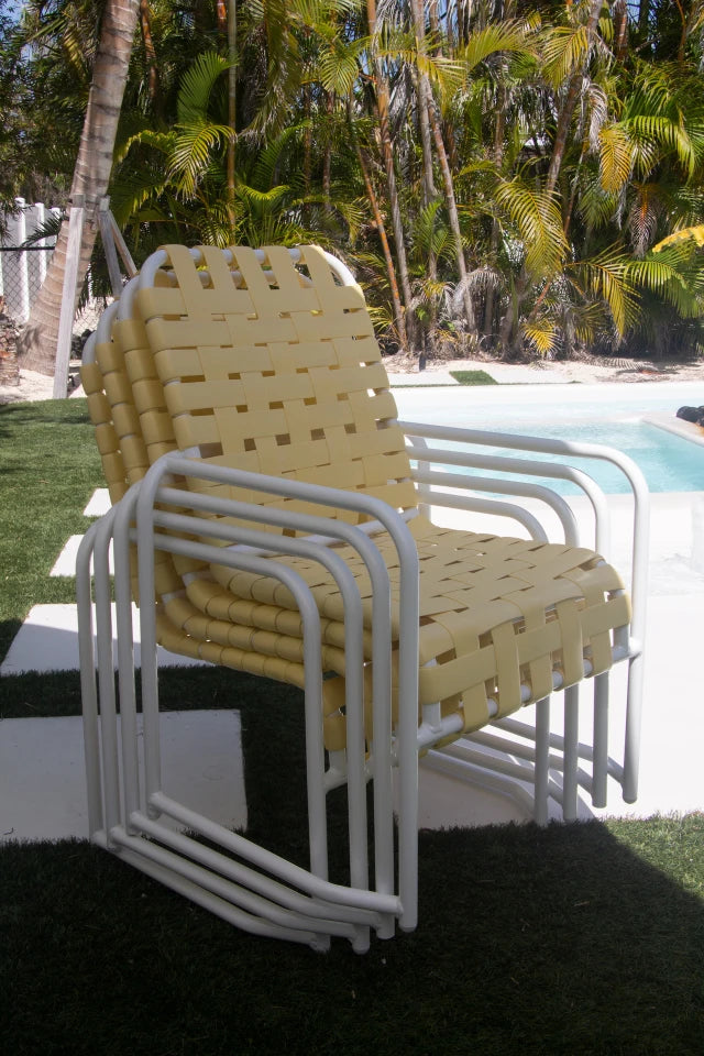 C55B Basketweave Strap Chair with Sled Base