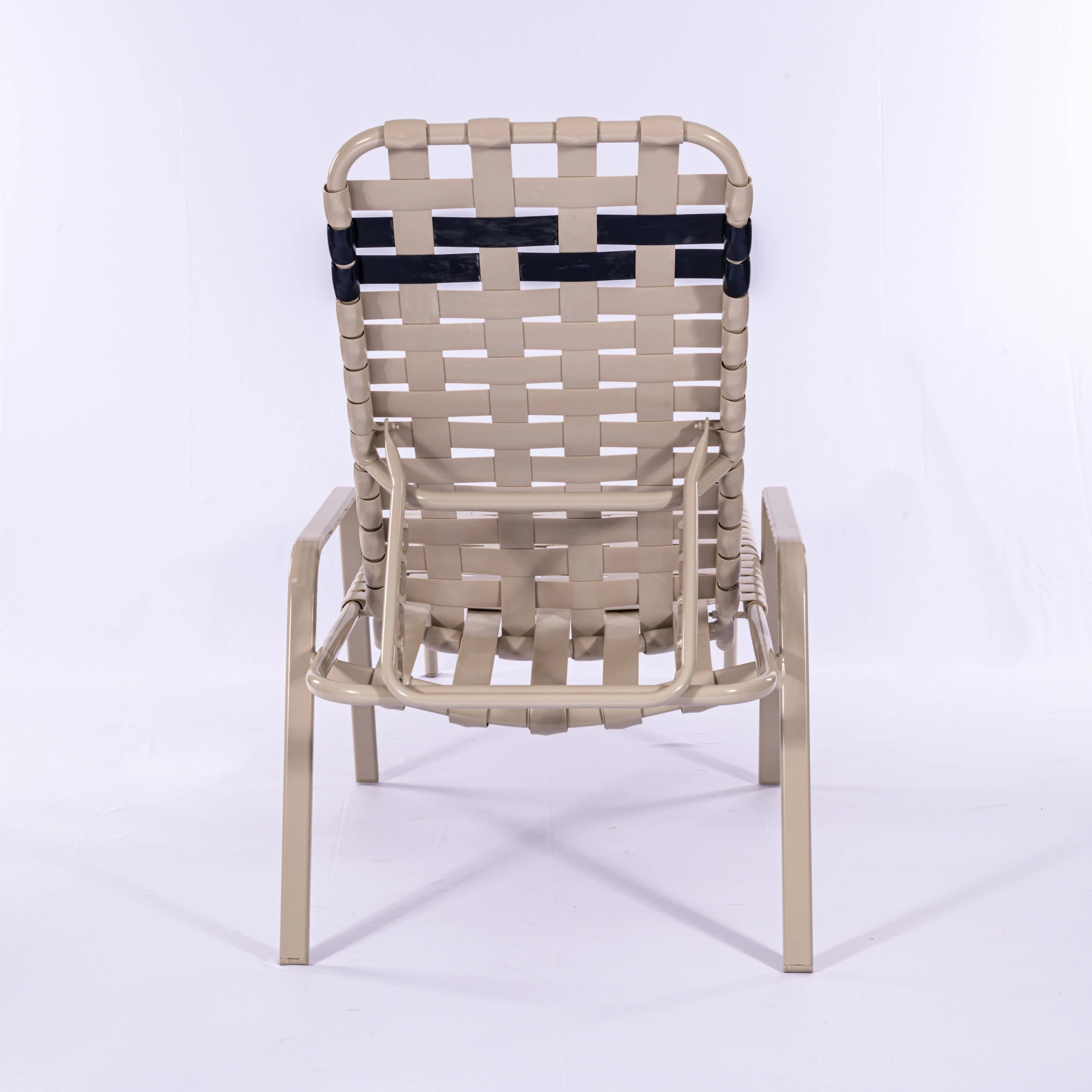 R165B 16-inch Basketweave Strap Chaise Lounge with Arms