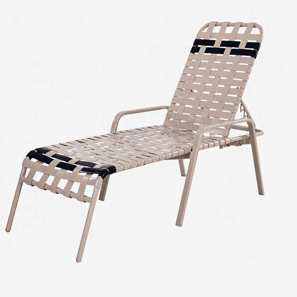 R165B 16-inch Basketweave Strap Chaise Lounge with Arms