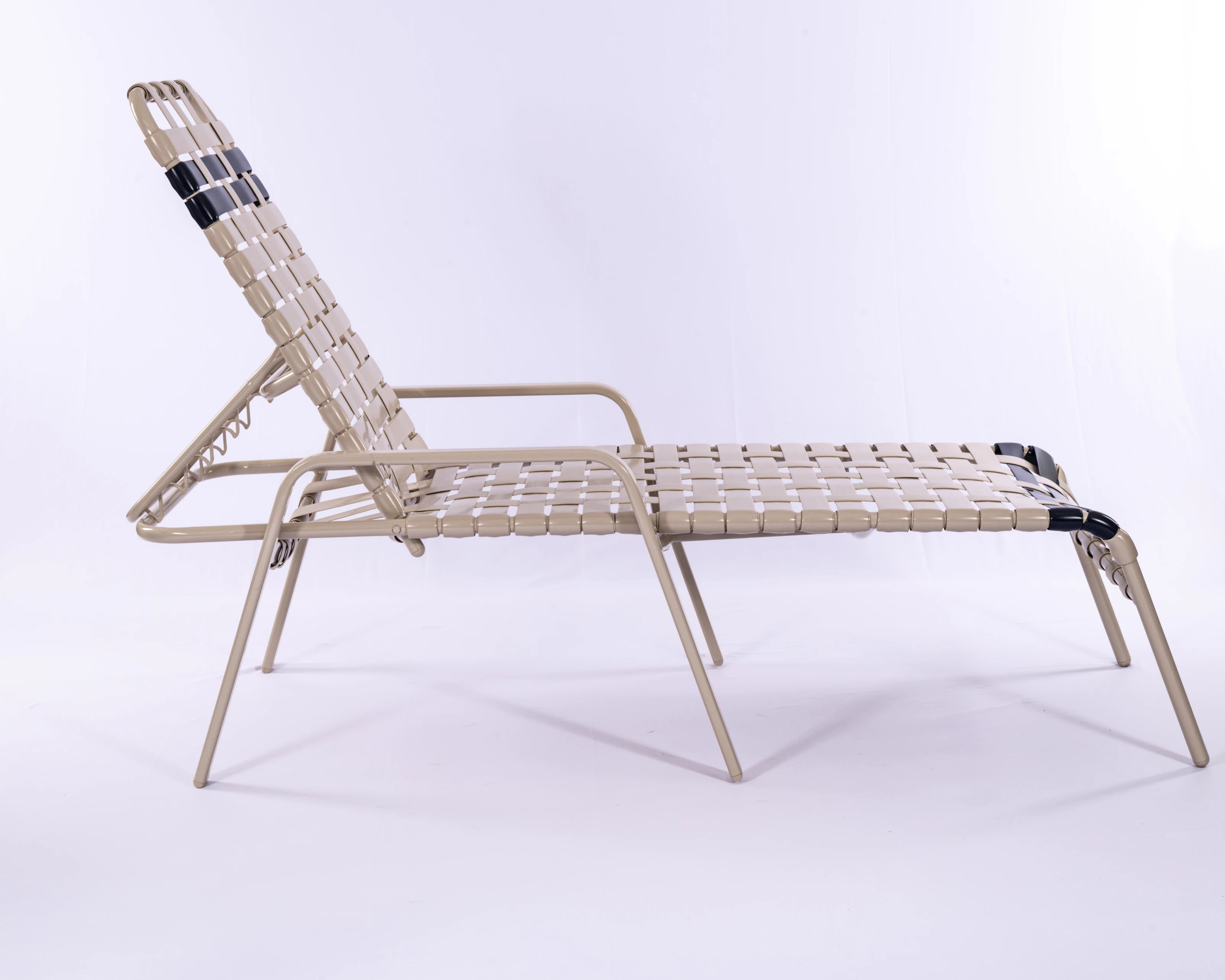 R165B 16-inch Basketweave Strap Chaise Lounge with Arms