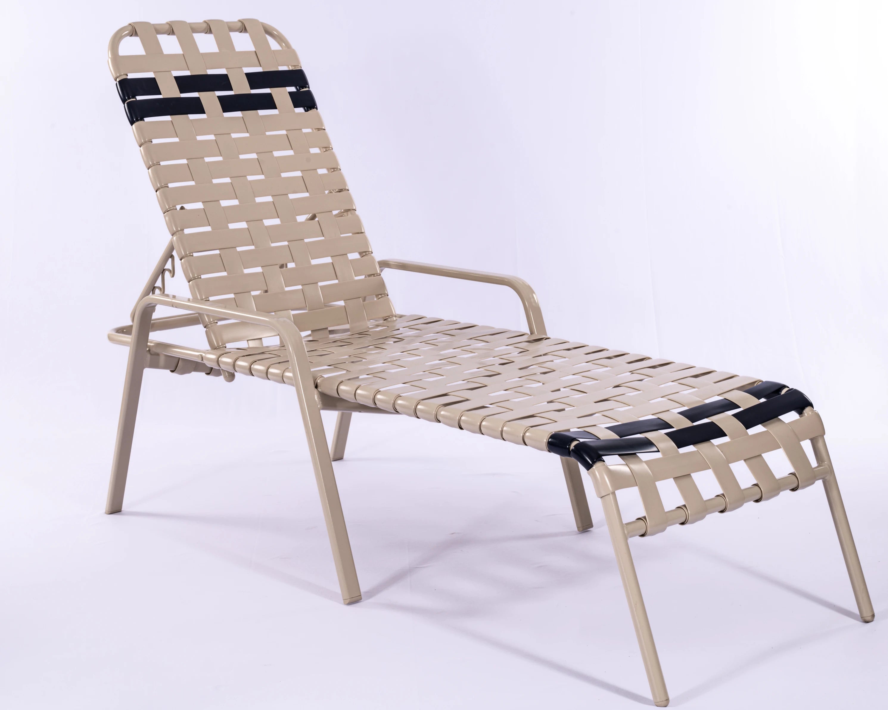 R165B 16-inch Basketweave Strap Chaise Lounge with Arms
