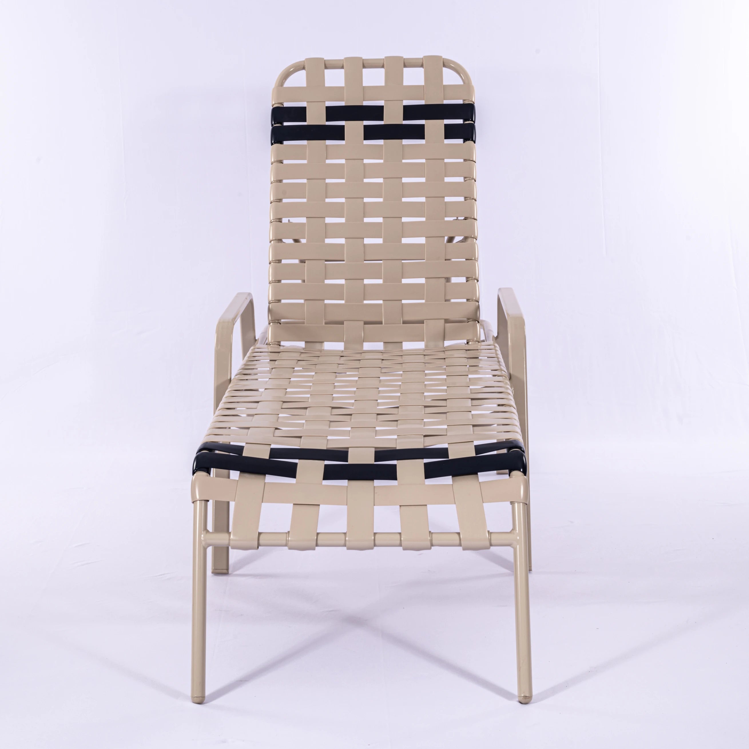 R165B 16-inch Basketweave Strap Chaise Lounge with Arms